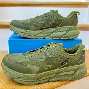 NWT Hoka Clifton Leather Gore-Tex Waterproof Unisex Green Khaki Olive AGMS